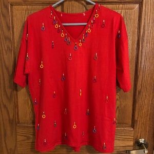 Unique Vintage Women’s Shirt with Beading